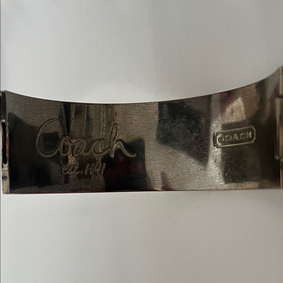 Coach Silver and Cream Logo Bangle - Picture 2 of 5